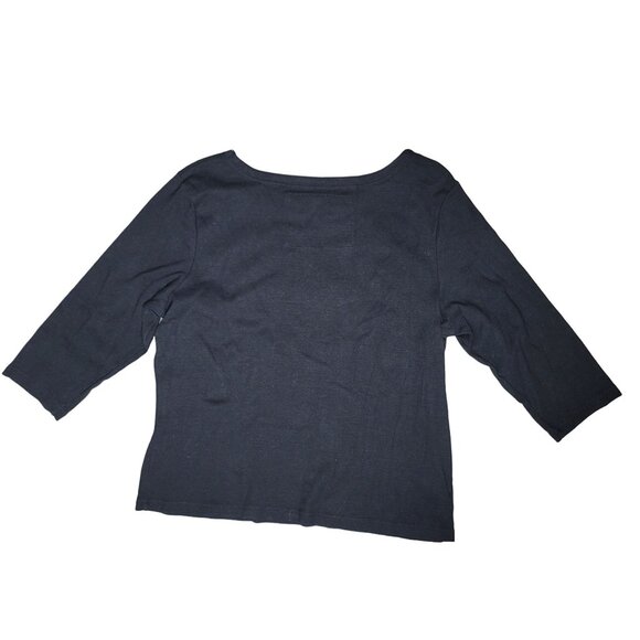 Onque Casuals Black Embroidered beaded Cats Halloween Long Sleeve Shirt Size XL - Picture 3 of 7